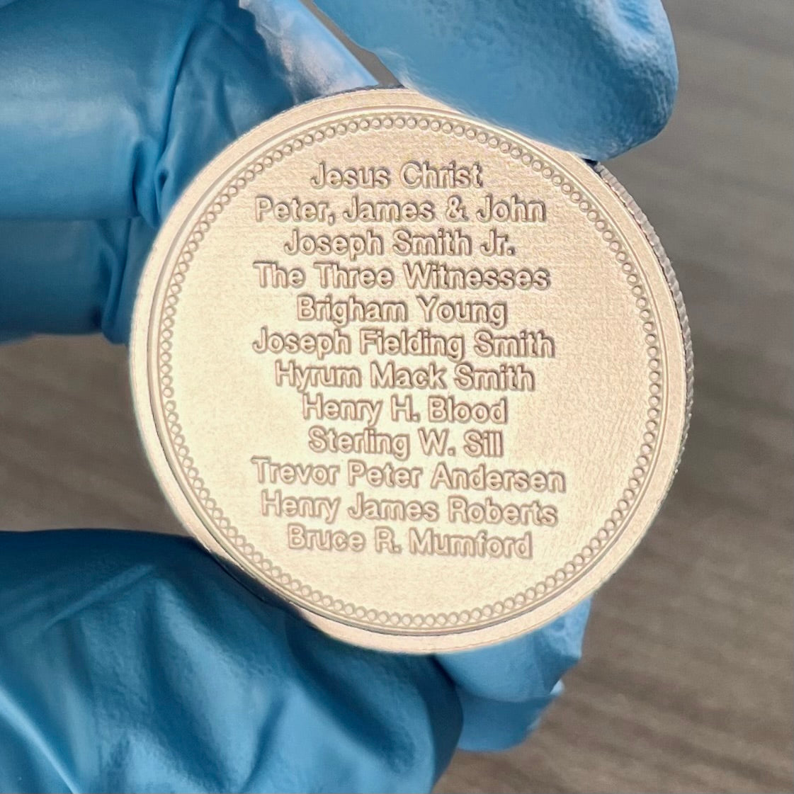 1 oz .999 Fine Silver Coin w/ Priesthood Line. Deep raised-relief engraving removes the background around the words creating a 3D text effect. Exquisitely detailed. One-of-a-kind gift for LDS Men! Back is blank.