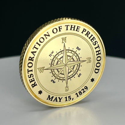Solid Brass Coin - Line of Authority  WITH  Priesthood Restoration Design on back. 32mmX3mm