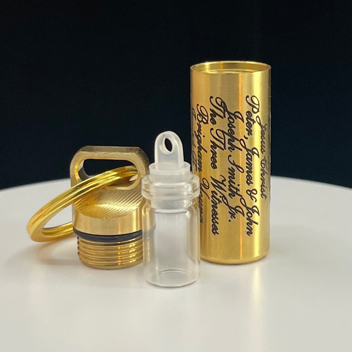 Polished Brass  -  Script Font  -  Line of Authority Vial