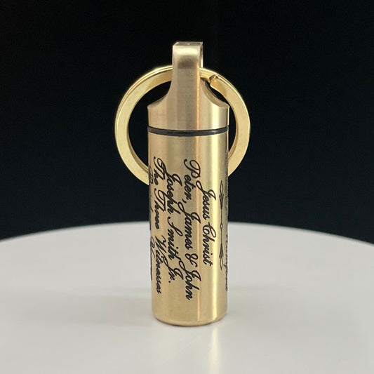 Polished Brass  -  Script Font  -  Line of Authority Vial